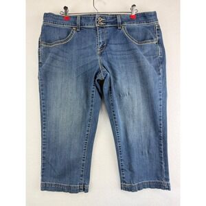 Levis Denim Capris Womens 18 Blue Medium Wash Cropped Jeans Stretch Straight Leg